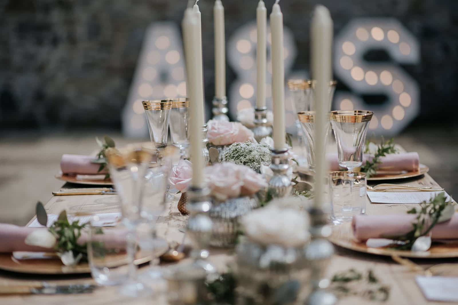 mercury silver candlestick chunky church candle - UK Wedding Styling &  Decor Blog - The Wedding of My Dreams